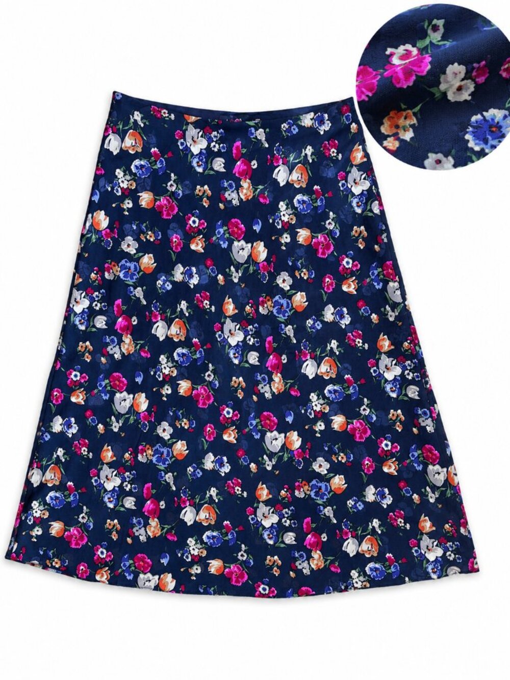 Lauren Ralph Lauren Navy Floral A-Line Midi Skirt Size 8